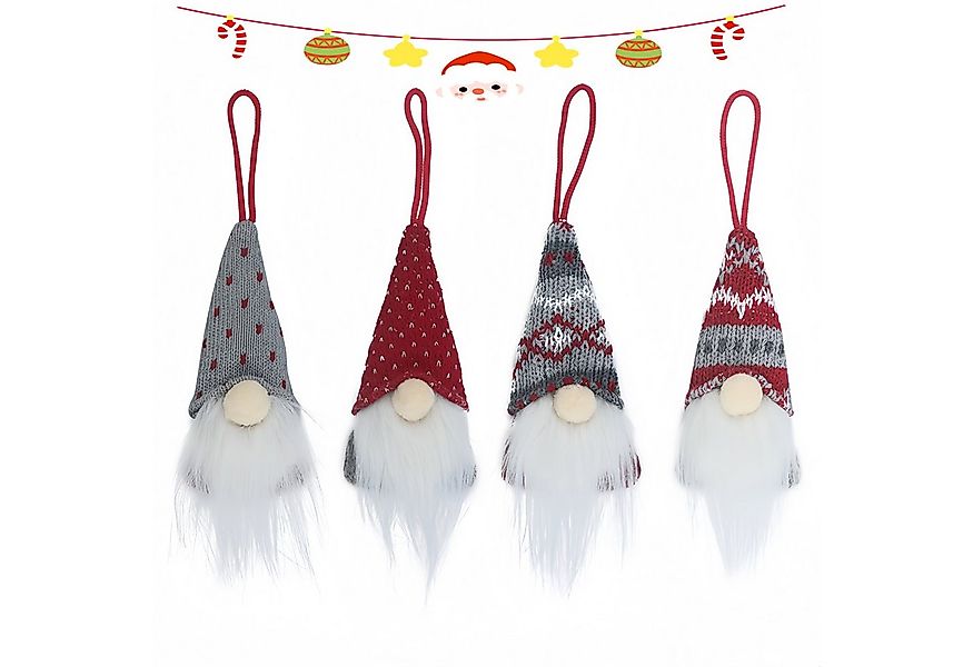 FOUORTUNATE-BEE Weihnachtsmann 4er-Set Weihnachts-Gnom Anhänger aus Plüsch günstig online kaufen