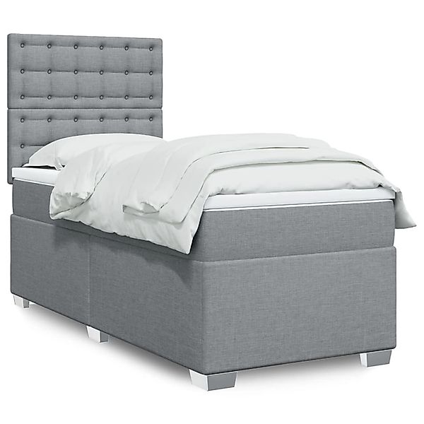 vidaXL Boxspringbett mit Matratze Hellgrau 80x200 cm Stoff 3292629 günstig online kaufen