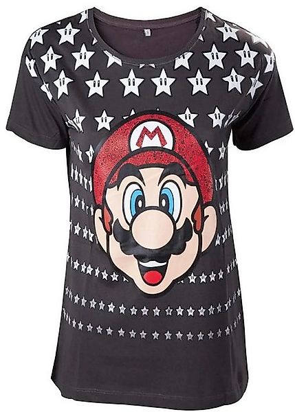 Super Mario Print-Shirt Super Mario Damen T-Shirt Stars dunkelgrau Erwachse günstig online kaufen
