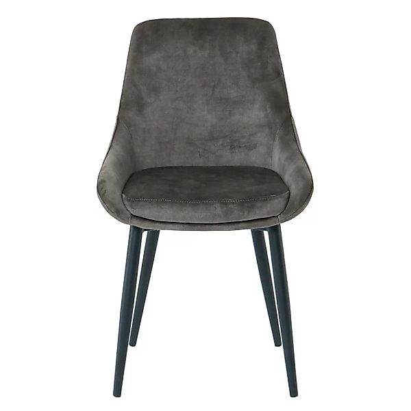 Stuhl Set Dunkelgrau Samt 48 cm breit Gestell aus Metall (2er Set) günstig online kaufen