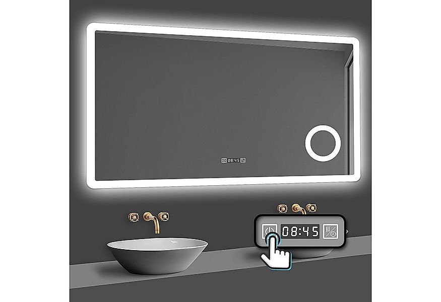 duschspa Badspiegel 80-160cm 3 Lichtfarbe, Uhr, Beschlagfrei, 3-Fach Schmin günstig online kaufen