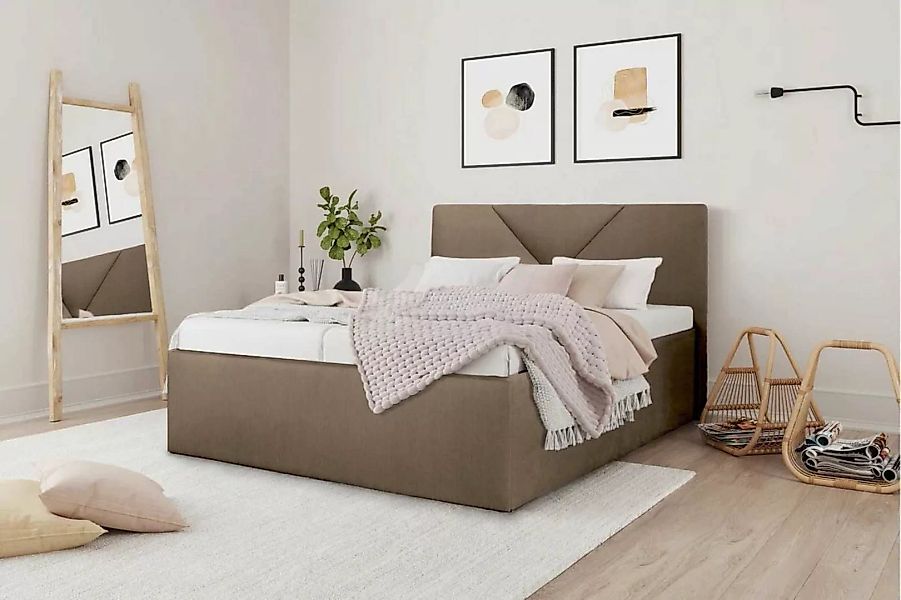 Halmon Schlafkomfort Betten Polsterbett Madrid, Kopfteil mit schönen Optik günstig online kaufen