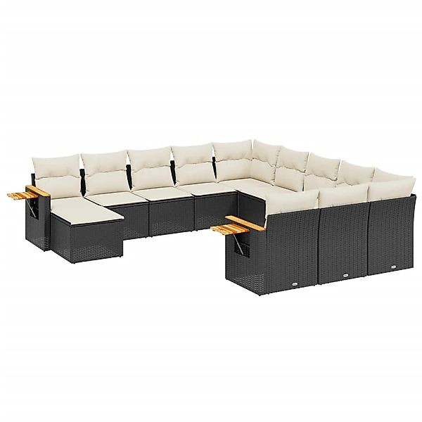 vidaXL 11-Tlg Garten-Sofagarnitur mit Kissen Schwarz Poly Rattan 3259606 günstig online kaufen