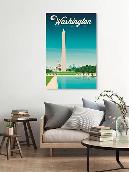 Poster / Leinwandbild - Washington Vintage Travel Wandbild günstig online kaufen