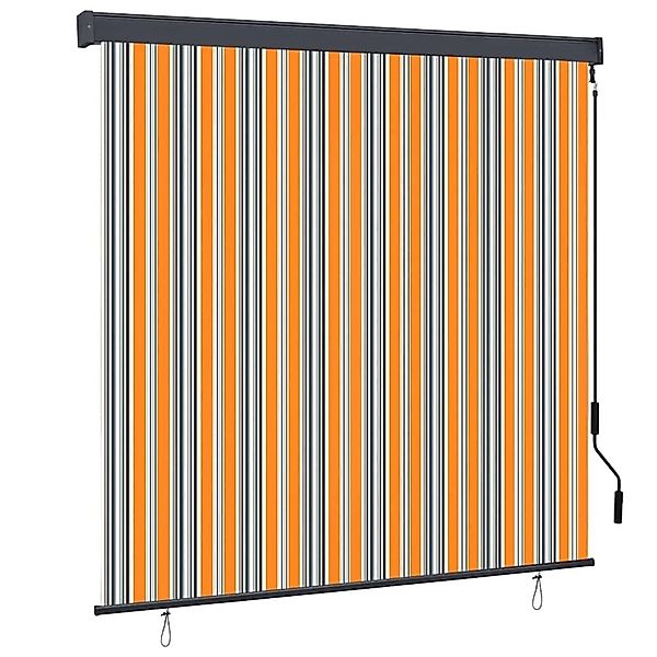 vidaXL Rollo Gestreift Gelb und Blau 180 x 250 cm Stoff und Aluminium 36208 günstig online kaufen