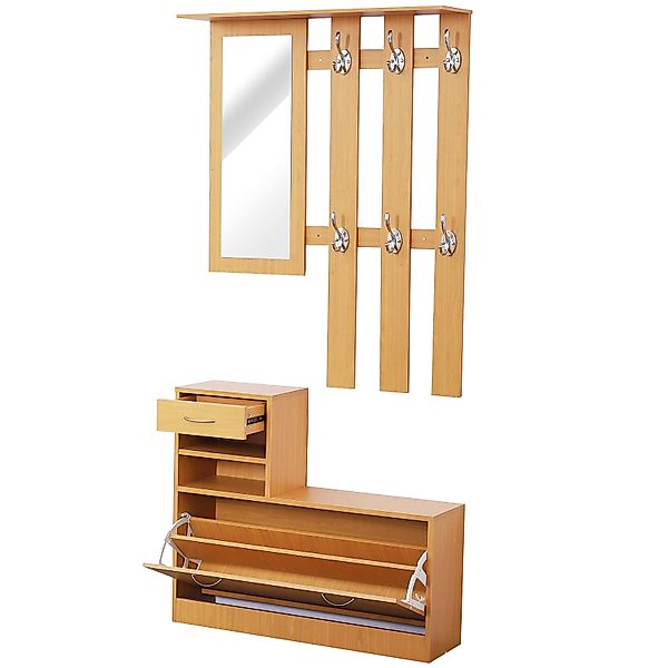 HOMCOM Set Moderner Eingangsmöbel mit Schuhregal und Spiegel, Garderobenstä günstig online kaufen