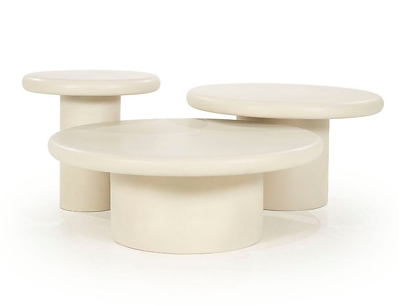 Maison ESTO Couchtisch Design Beistelltisch LAVIX rund aus Magnesiumoxid – günstig online kaufen