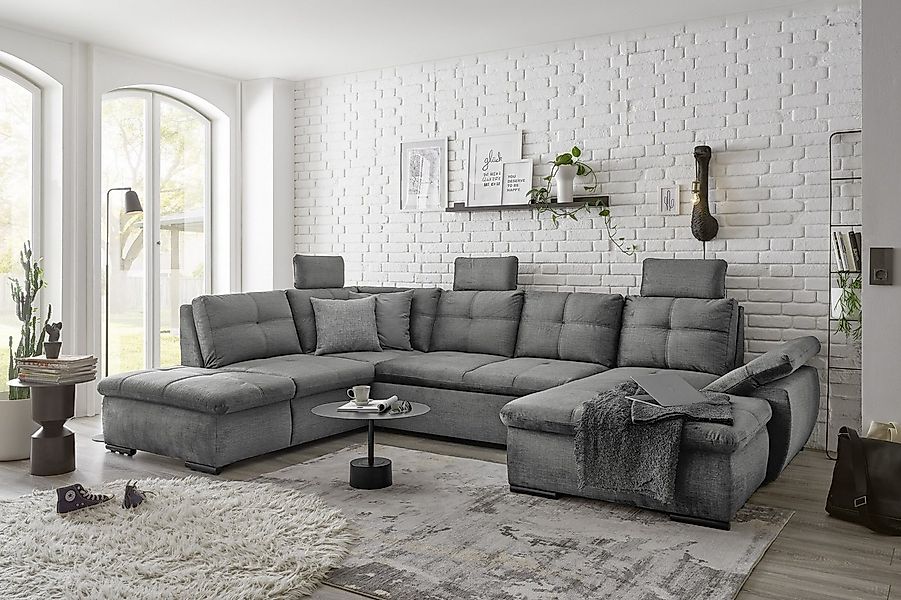 ED EXCITING DESIGN Wohnlandschaft "Alija U-Form", mit Bettfunktion, Bettkas günstig online kaufen