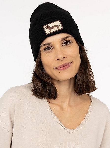 Zwillingsherz Beanie "Dog Patch" mit süßem Dackelmotiv und Wollanteil günstig online kaufen