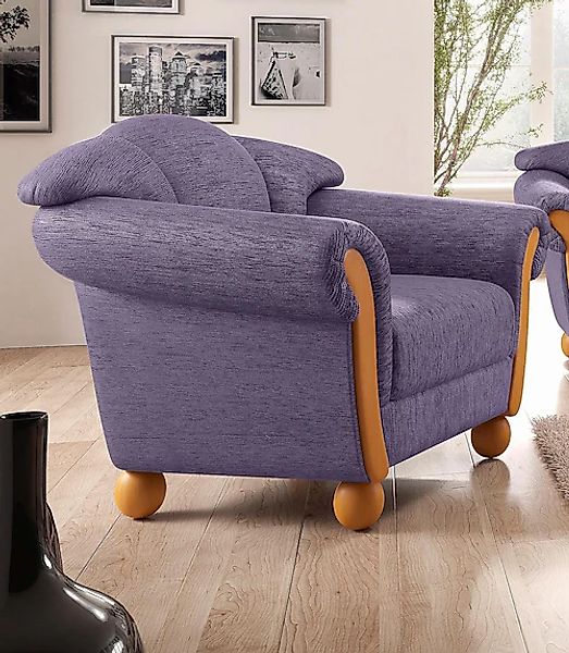 Home affaire Sessel »Milano, bequemer Loungesessel, Landhaus-Stil, Holz-Cha günstig online kaufen