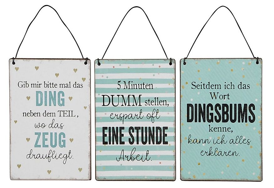 Levandeo® Wandbild, 3er Set Blechschilder H15cm Lustige Sprüche Bunt Wandbi günstig online kaufen