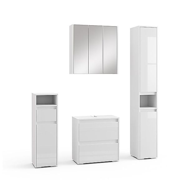 Vicco Badmöbel-Set Majest, Weiß/Weiß Hochglanz, 4 günstig online kaufen