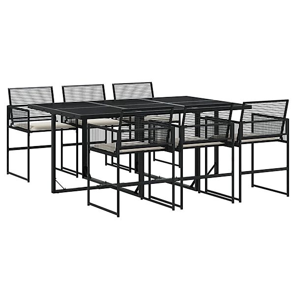 vidaXL 7-tlg Garten-Essgruppe mit Kissen Schwarz Poly Rattan Modell 180 günstig online kaufen