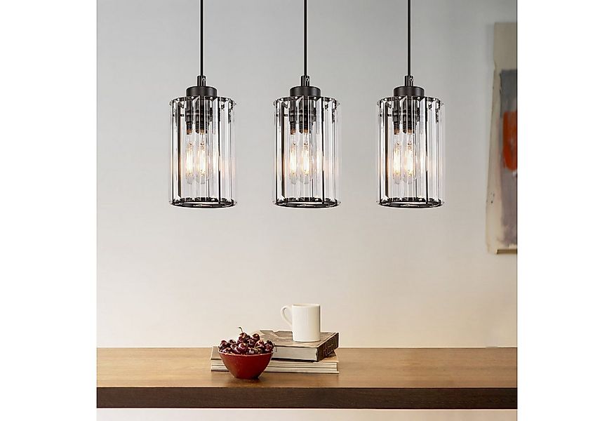 Nettlife Pendelleuchte Kristall Esstisch Schwarz Modern 1/3/4 Flammig E27 H günstig online kaufen