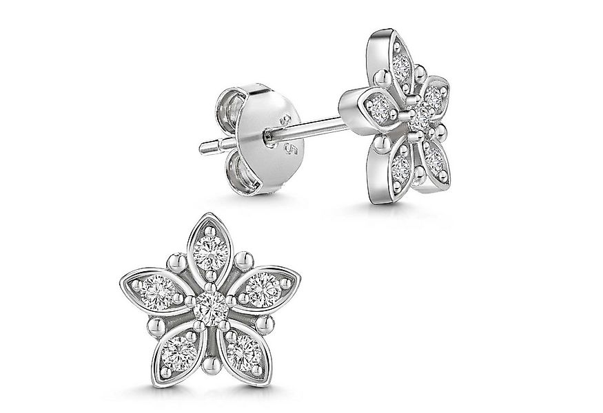 Materia Paar Ohrstecker Blüte mit weißen Zirkonia SO-311, 925 Sterling Silb günstig online kaufen