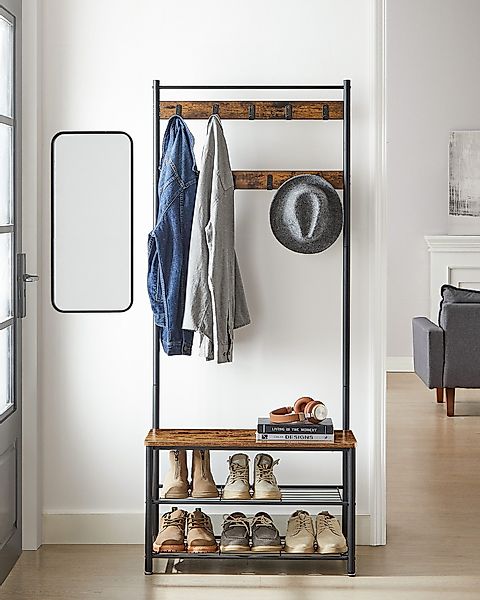 VASAGLE Garderobenständer Garderobe, mit Sitzfläche, 3 günstig online kaufen