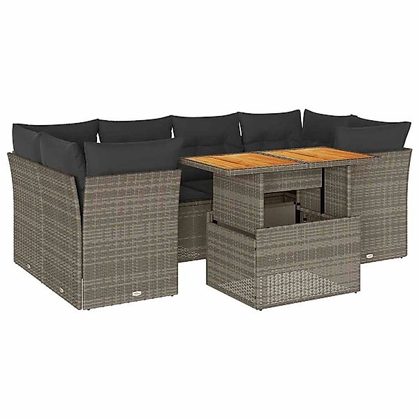 vidaXL 7-Tlg Garten-Sofagarnitur mit Kissen Grau Poly Rattan 3326895 günstig online kaufen