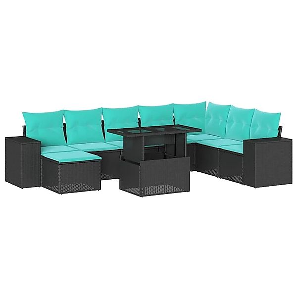 vidaXL 9-Tlg Gartensofa-Set mit Kissen Schwarz Polyrattan 3269357 günstig online kaufen