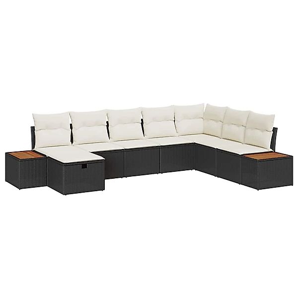 vidaXL 8-Teiliges Garten-Sofa-Set mit Kissen Schwarzes Poly Rattan 3359654 günstig online kaufen