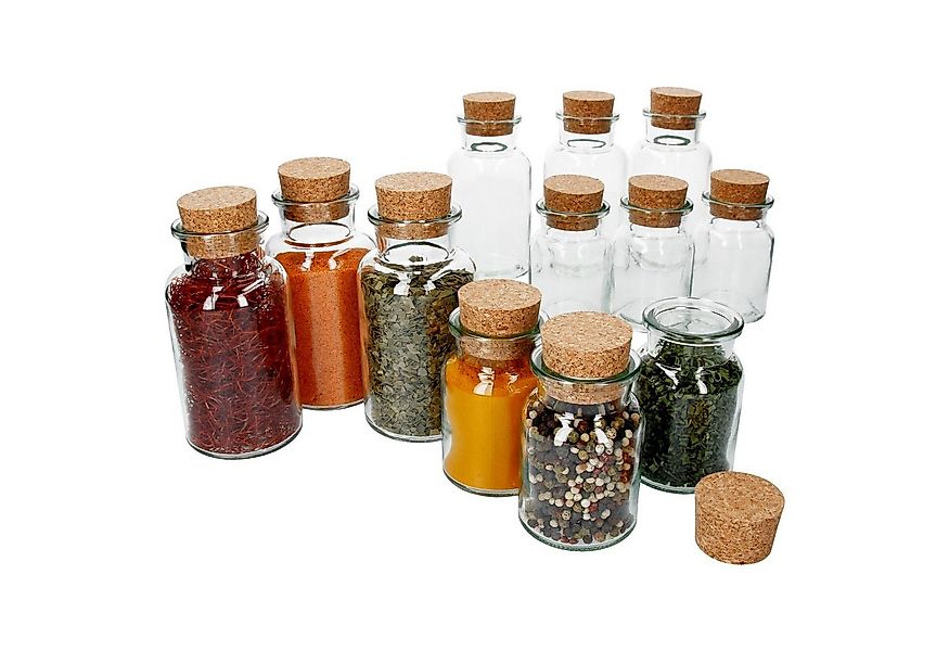 MamboCat Gewürzbehälter 12er Set Gewürzgläser 6x 300ml + 6x 150ml + Korken, günstig online kaufen