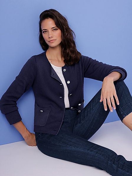 creation L Strickjacke Modal-Mix-Strickjacke Langarm Feinstrick, Jacquard günstig online kaufen