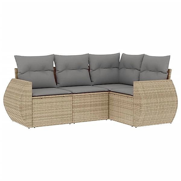 vidaXL 4-Tlg Garten-Sofagarnitur mit Kissen Beige Poly Rattan 3253646 günstig online kaufen