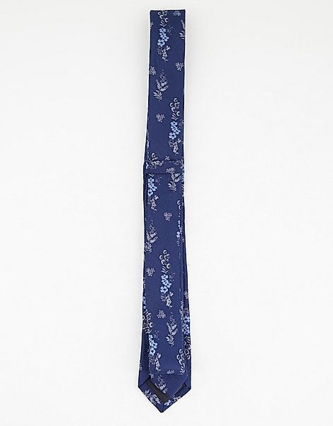 ASOS DESIGN – Marineblau geblümte, schmale Krawatte günstig online kaufen