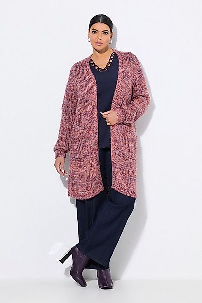Ulla Popken Strickjacke Long-Strickjacke Grobstruck V-Ausschnitt Langarm günstig online kaufen