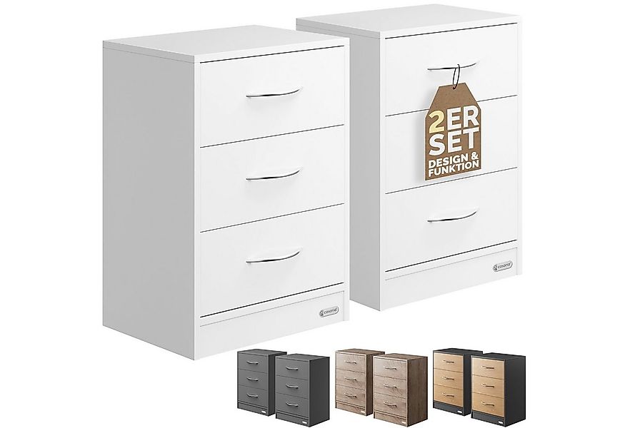 Casaria Nachttisch Eloise (2-St), CASARIA® 2x Nachttisch Eloise weiß günstig online kaufen