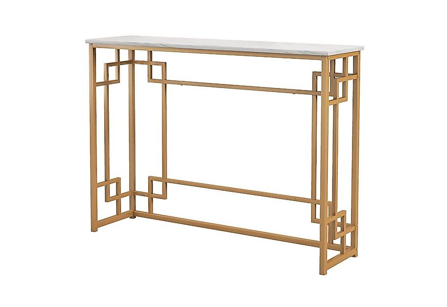 COSTWAY Konsolentisch, Marmor Gold, schmal, Metallrahmen, 110x30x81cm günstig online kaufen