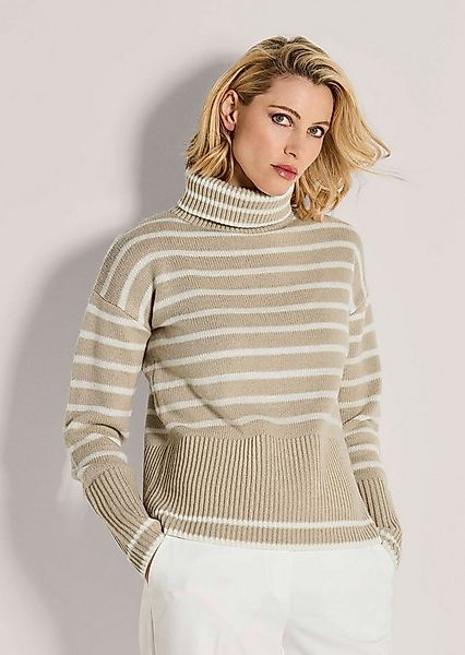 MADELEINE Strickpullover Moderner Rollkragenpullover im Streifen-Design Wol günstig online kaufen