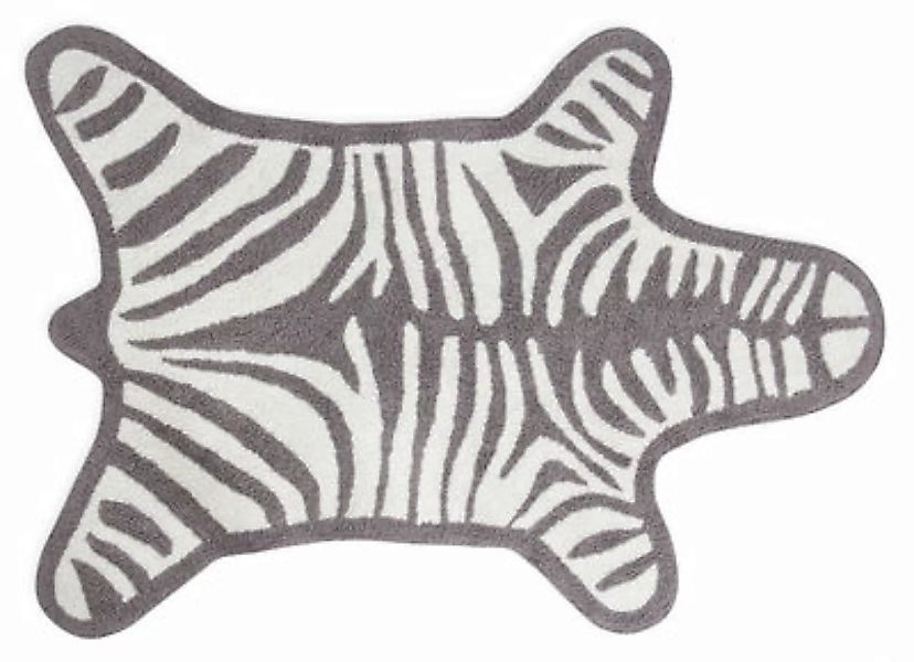 Badteppich Zebra textil weiß grau / Wendeteppich - 112 x 79 cm - Jonathan A günstig online kaufen