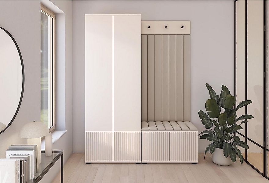 Compleo Garderoben-Set mit Sitbank, 2 Türen, Elegant design, Kaschmir günstig online kaufen