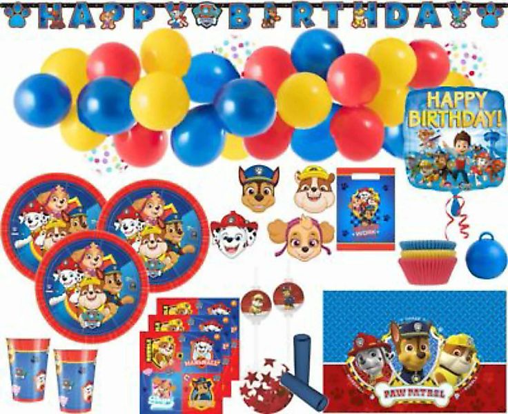 KIDS PARTY WORLD XXL 124 Teile Paw Patrol Party Deko Set 8 Kinder mit Ballo günstig online kaufen