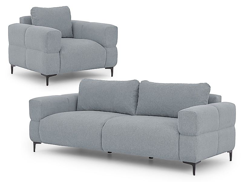 S-Style Möbel Polstergarnitur 3+1 Cardea in Bubble-Optik aus weichem Strukt günstig online kaufen