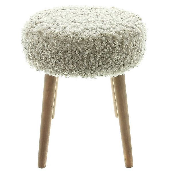 Dekoleidenschaft Polsterhocker "Schaffell" Holz & Kunstfell Ø 35 x 45 cm, H günstig online kaufen