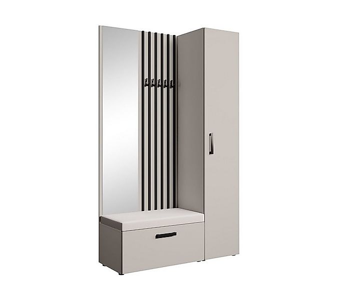Beautysofa Garderobenschrank mit großem Spiegel und Kleiderstange MARGARET günstig online kaufen