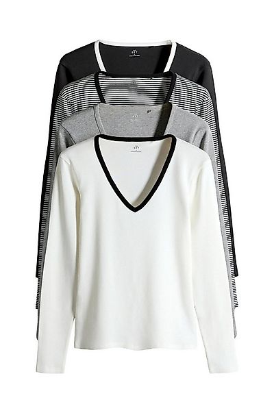 The Set V-Shirt The Set Langarmshirts mit V-Ausschnitt, 4er-Pack (4-tlg) günstig online kaufen