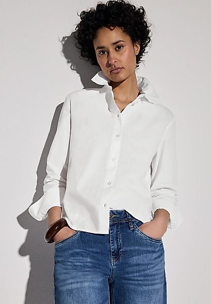 STREET ONE Hemdbluse, mit gerundetem Saum und aus reiner Baumwolle günstig online kaufen