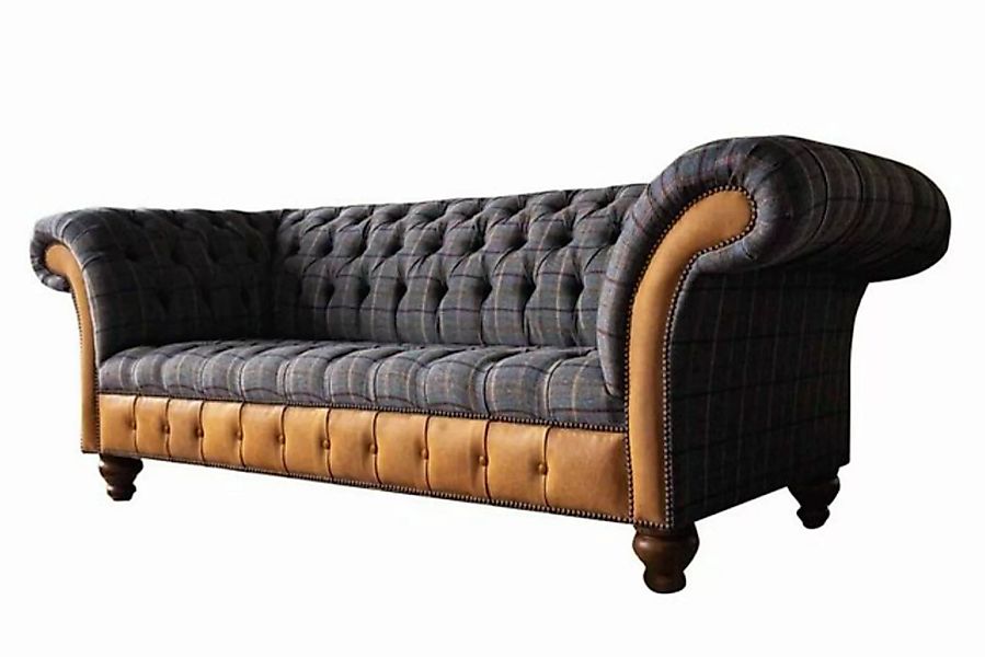 JVmoebel Sofa Moderne Chesterfield Graue Couch Luxus Sofa Dreisitzer Polste günstig online kaufen