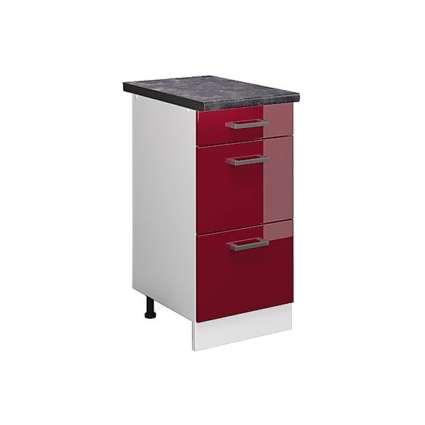 Vicco Küchenunterschrank R-Line Bordeaux Hochglanz/Weiß 40 cm mit Schublade günstig online kaufen