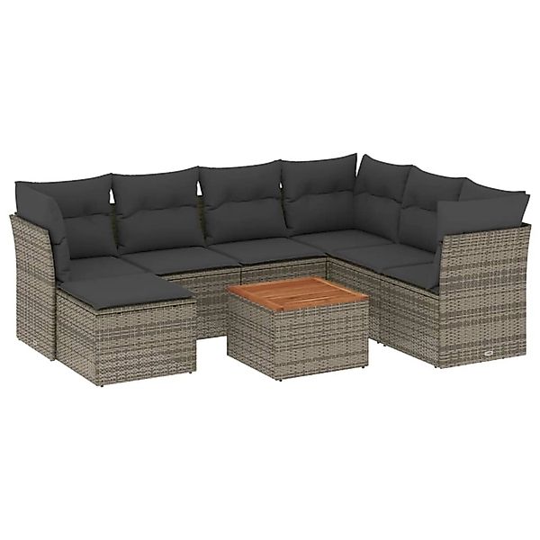 vidaXL 8-tlg Garten-Sofagarnitur mit Kissen Grau Poly Rattan Modell 58 günstig online kaufen