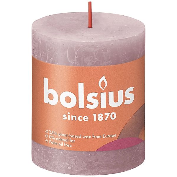 Bolsius Stumpenkerze Bolsius Rustik Stumpenkerze 80/68 mm Eschen-Rose günstig online kaufen