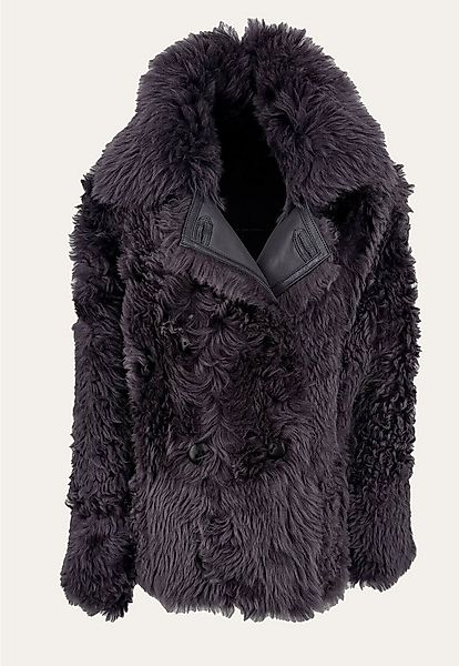 Hollert Winterjacke Damen Lammfelljacke Curly Sue Grau zum Wenden Felljacke günstig online kaufen