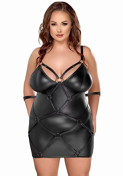 Cottelli Bondage Minikleid Wetlook Kleid mit Fesseln Plus Size - schwarz günstig online kaufen