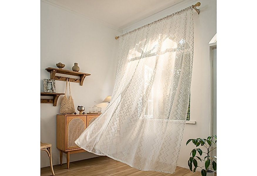 Sunicol Gardine Voile Gardine, Transparent, Weiß Sheer Geometrische Vorhäng günstig online kaufen