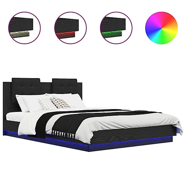 vidaXL Bettgestell mit Kopfteil Schwarz Eichen-Optik 150 x 200 cm 3416342 günstig online kaufen