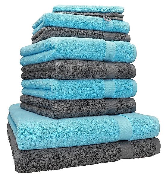 Betz Handtuch Set 10-tlg. Handtuch-Set Premium Farbe Türkis und Anthrazit, günstig online kaufen