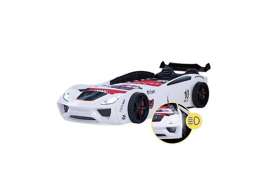 Coemo Autobett DREAM RACER (Spielbett mit Spoiler), Weiß Kinderbett 90x200 günstig online kaufen