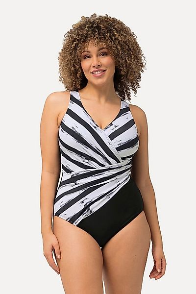 Ulla Popken Badeanzug Badeanzug Streifen Softcups Drapierung recycelt günstig online kaufen